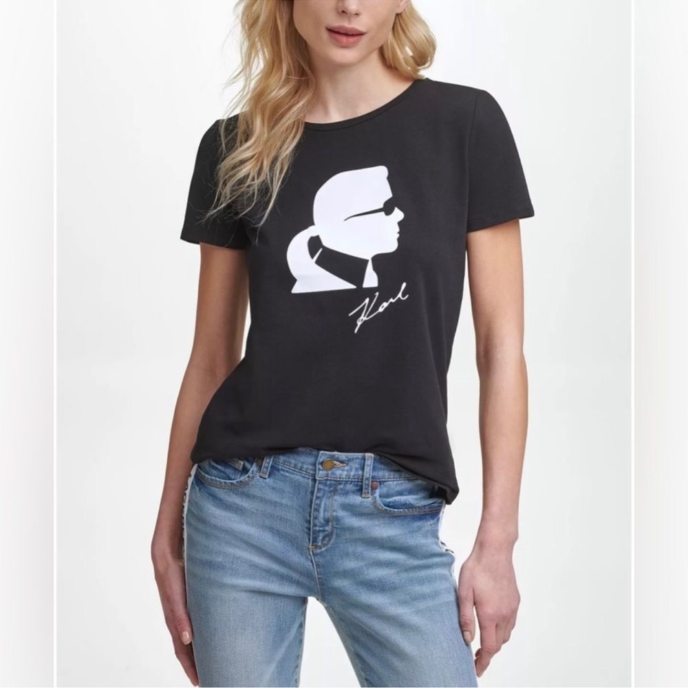 Karl Lagerfeld Black and White Graphic Tee